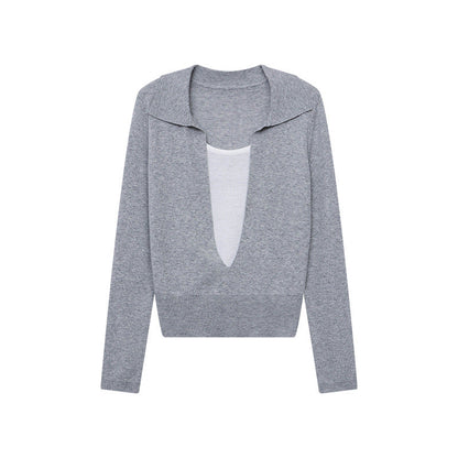 Damen Pullover Elegantes Design V-Ausschnitt Feine Stickerei