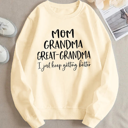 Damen Sweatshirt Kreativer Familienaufdruck Bequem Grün Norvielle