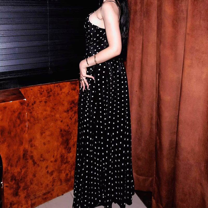 Damen Maxikleid Gepunktet Spaghettiträger Norvielle