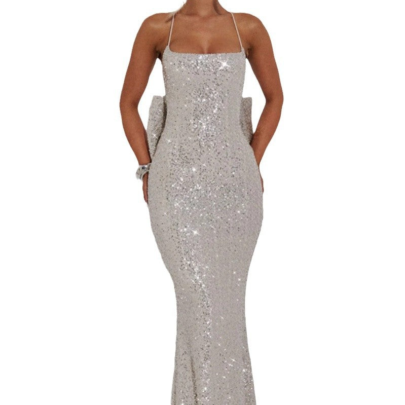 Damen Abendkleid Pailletten Elegantes Träger