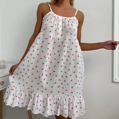 Damen Sommerkleid Rüschensaum Florales Muster Norvielle
