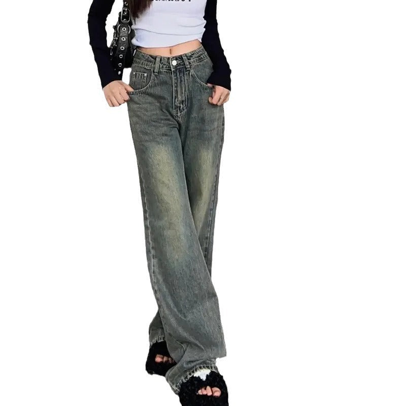 Damen High-Waist Jeans Weite Passform Denim