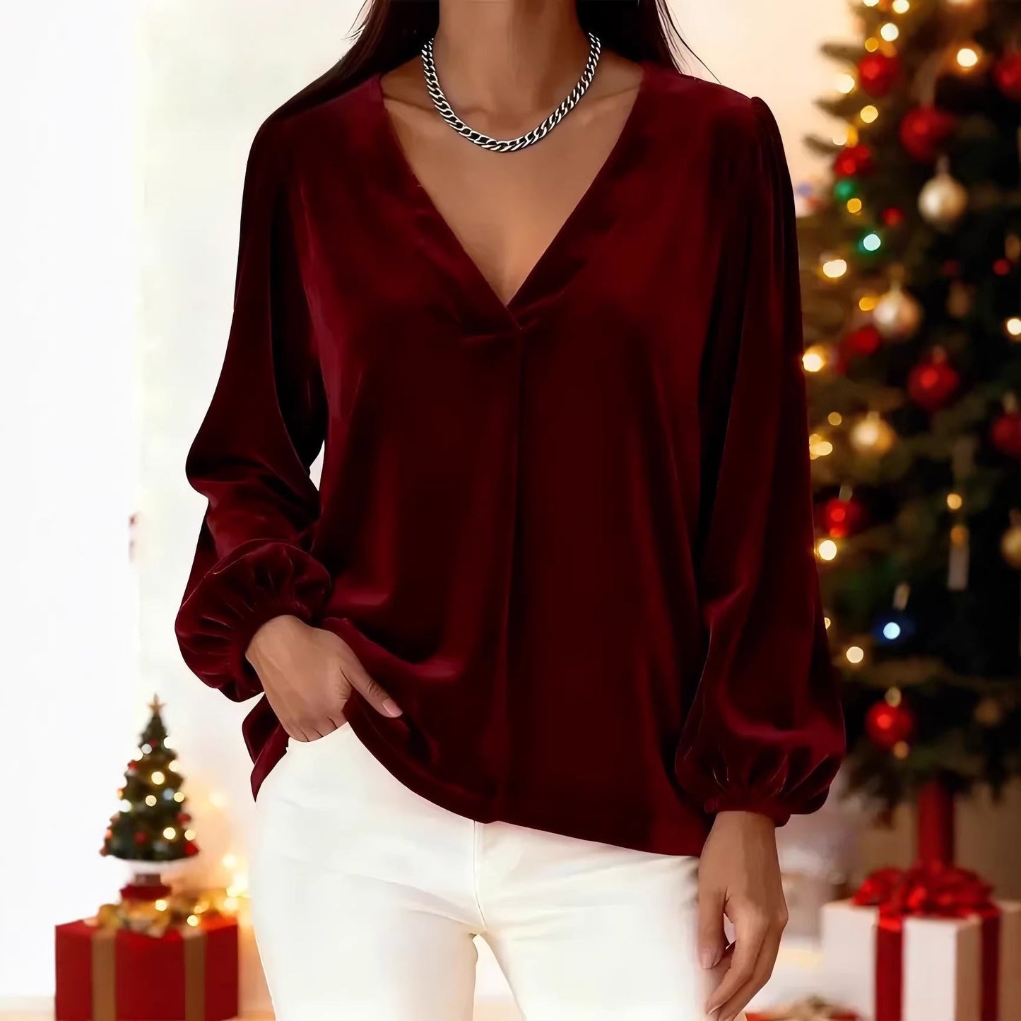 Damen Viskosebluse Ballonärmel Norvielle