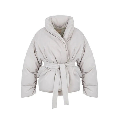 Damen Modische gefütterte Jacke mit Bindegürtel