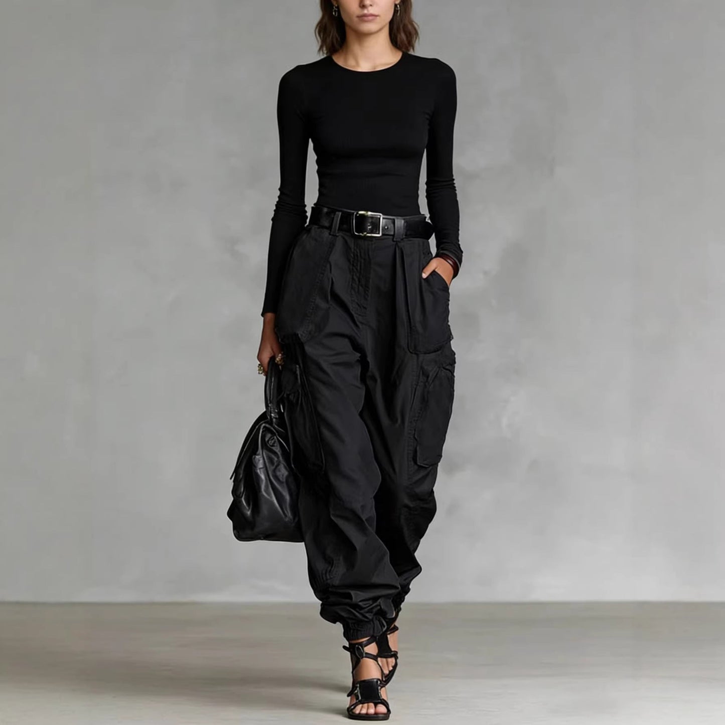 Damen Cargo-Hose Elastischer Bund Praktische Taschen