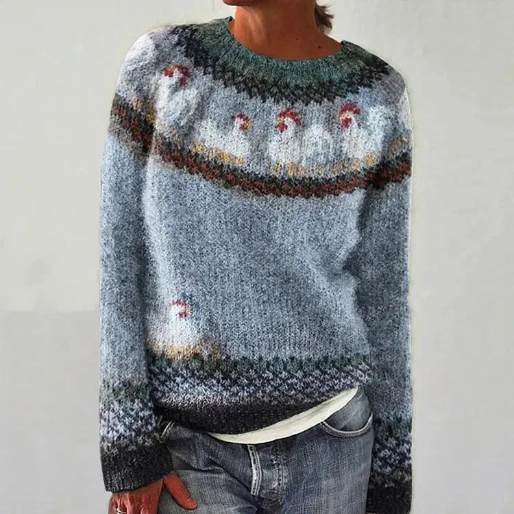 Damen Pullover Nordisches Muster Gemütlicher Schnitt Norvielle