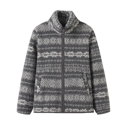 Damen Fleecejacke Hochkragen Modisches Muster Norvielle