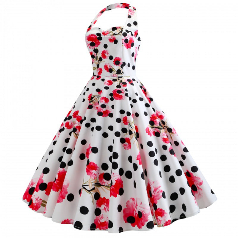 Damen Swingkleid Floralmuster Punkte Norvielle