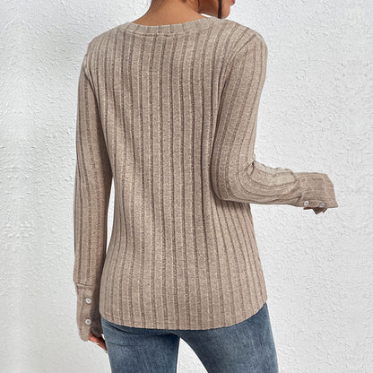 Damen Langarmshirt Spitzenakzente Gerippt Weiß