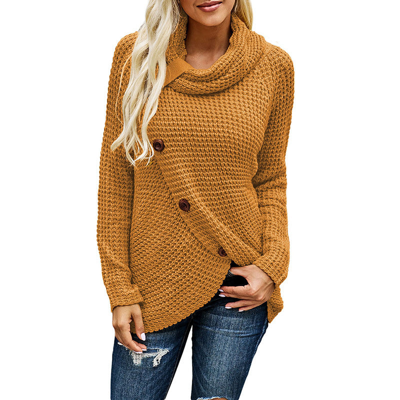 Damen Strickpullover Relaxed Fit Asymmetrisch Oversize Rollkragen