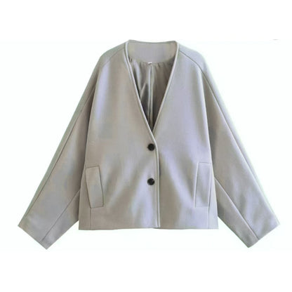 Damen Modische Jacke Norvielle Schick Schnitt Praktische Taschen