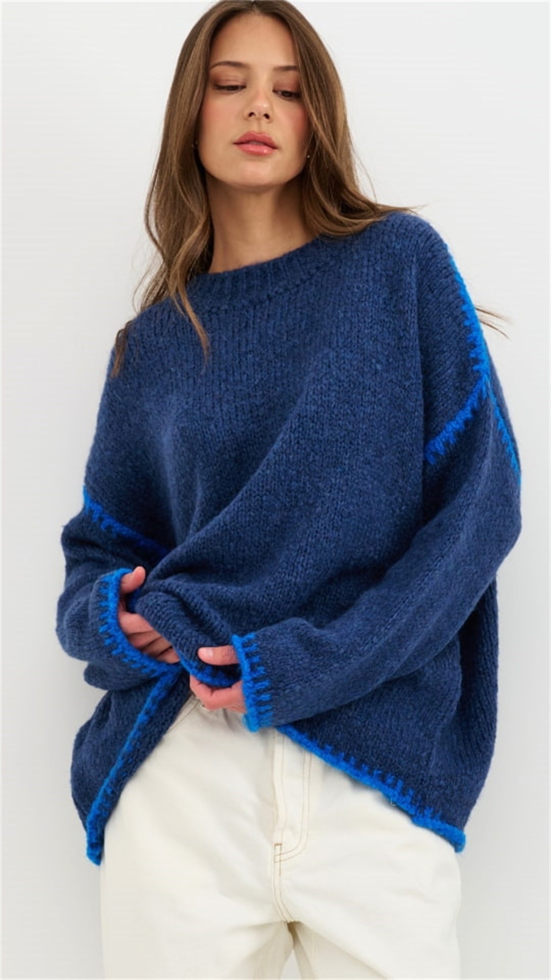 Damen Strickpullover Lässig Farbakzente Norvielle