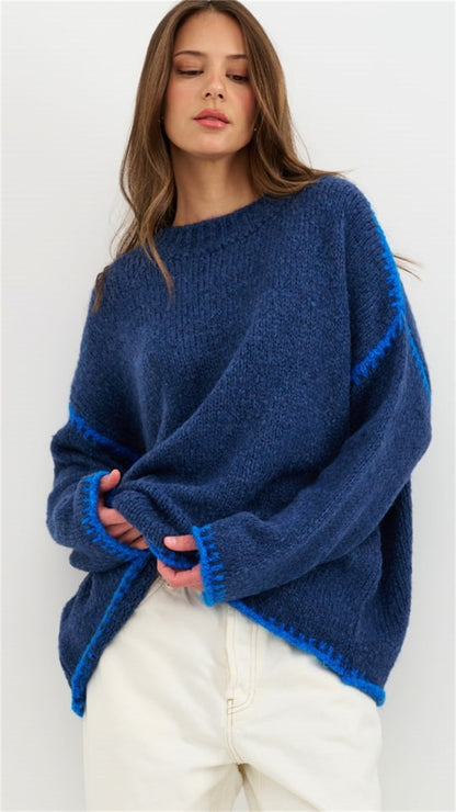 Damen Strickpullover Lässig Farbakzente Norvielle