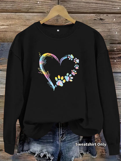 Damen Sweatshirt Florales Herzdesign Baumwolle Bequem