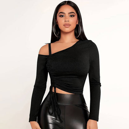 Damen Crop- Asymmetrisch Rüschen