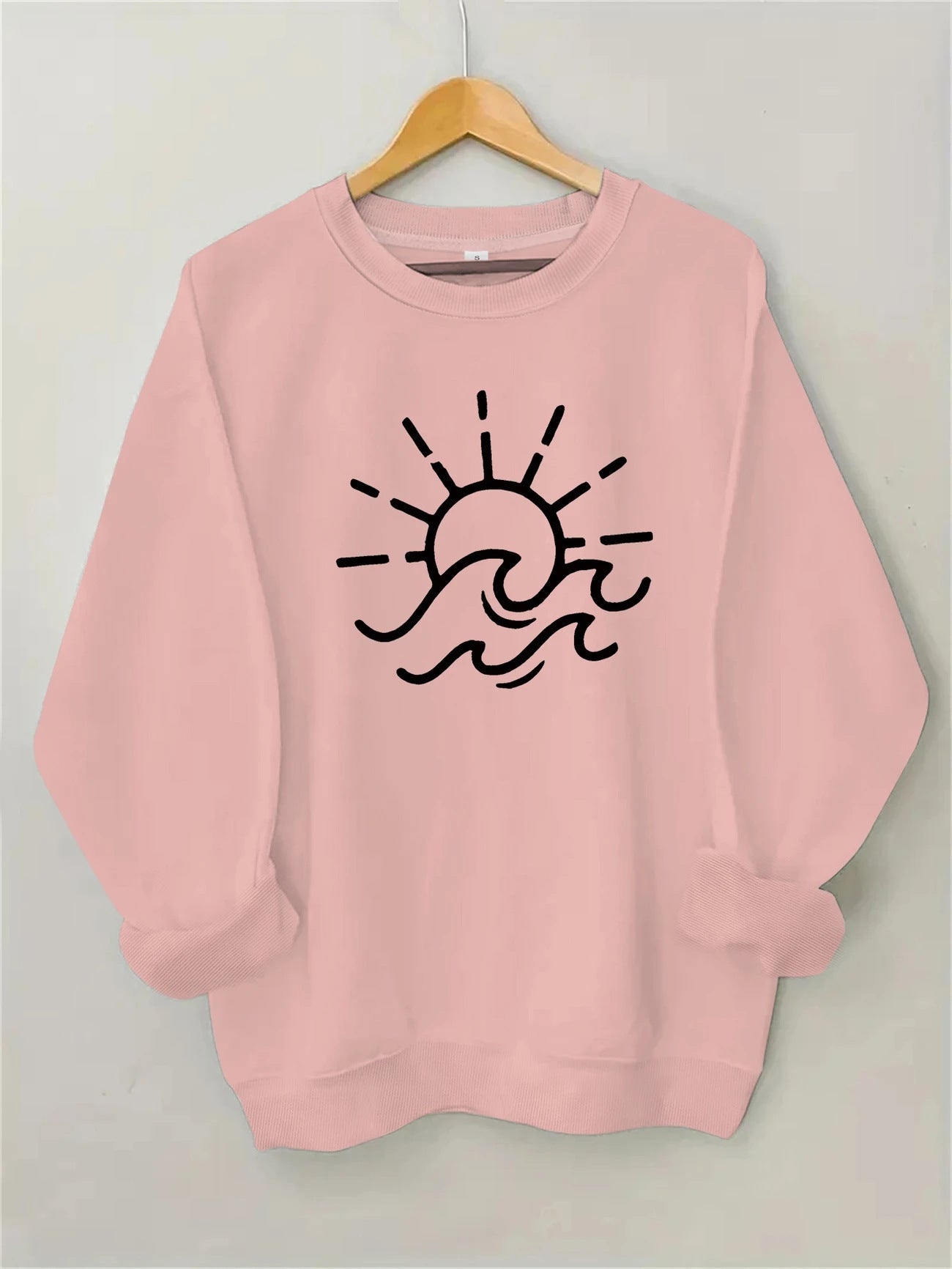 Damen Sweatshirt Sonnen- und Wellenmotiv Baumwolle Norvielle