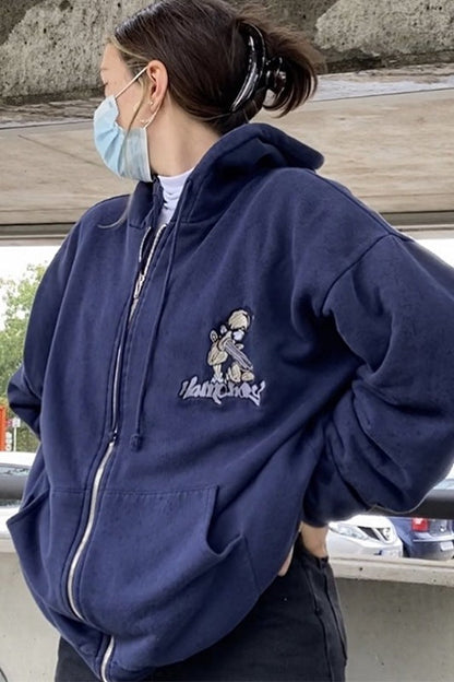 Damen Kapuzenjacke Gestickt Motiv Norvielle
