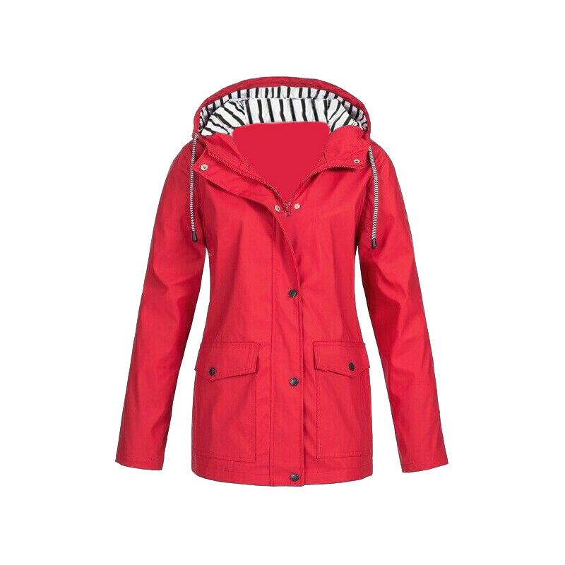 Damen Regenjacke mit Kapuze und Reißverschluss