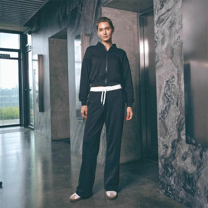 Damen Freizeit-Set Weite Hosen Moderner Kragen Norvielle