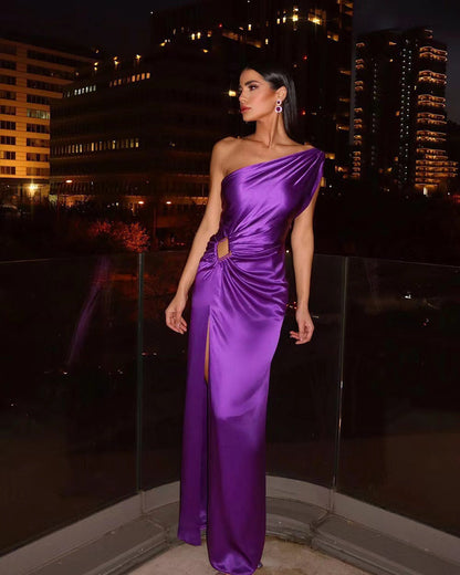 Damen Abendkleid Asymmetrischer Schnitt Schimmer Effekt Norvielle