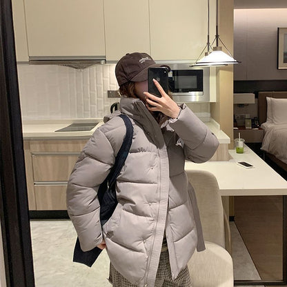 Damen Winterjacke Gesteppt Hochkragen Seiten-Taschen