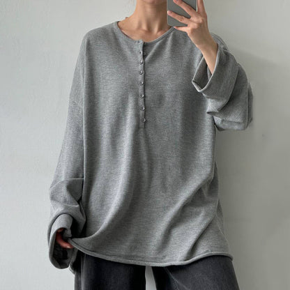 Damen Strickpullover Lässig Mit Knöpfen Beige