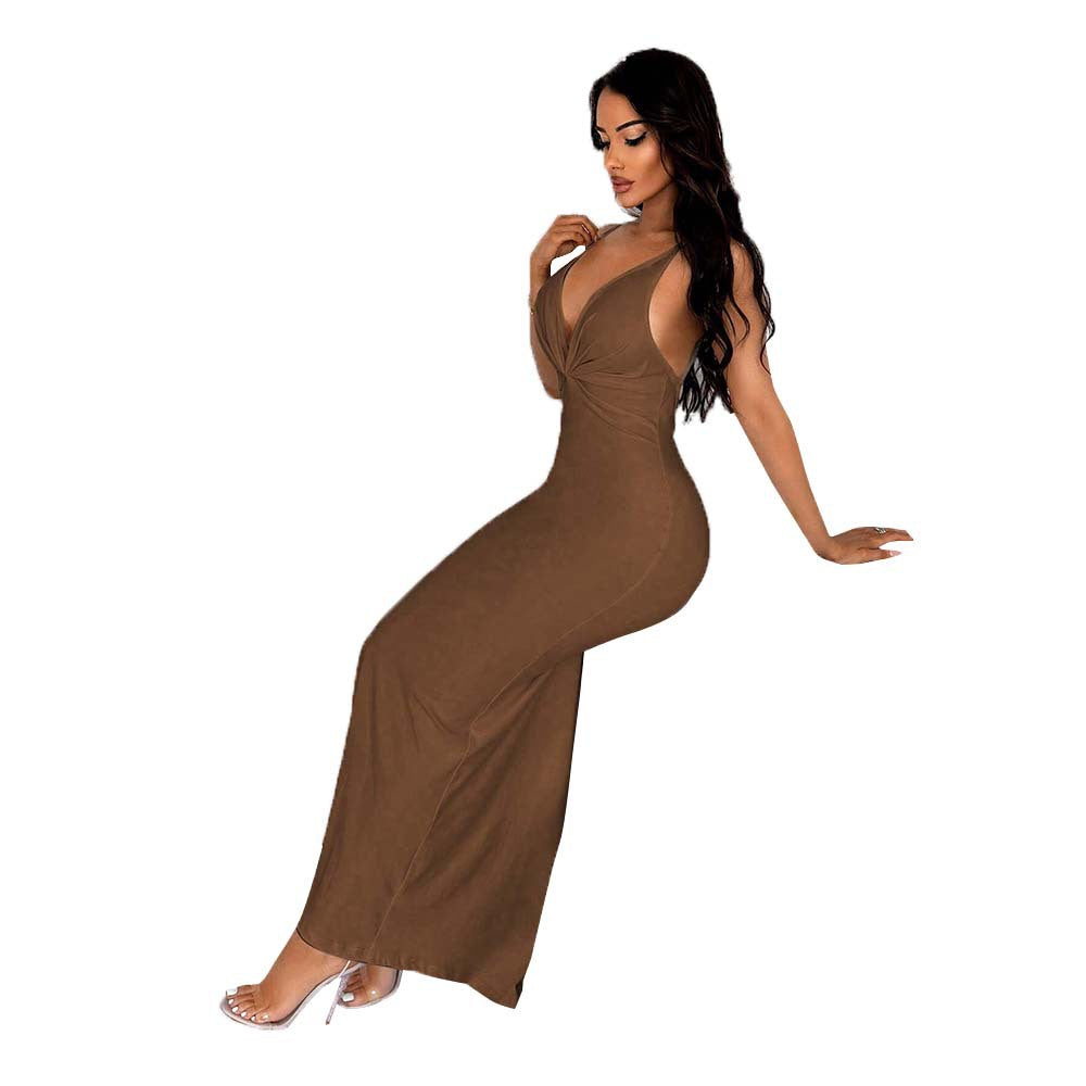 Damen Maxikleid V-Ausschnitt Schmal Norvielle
