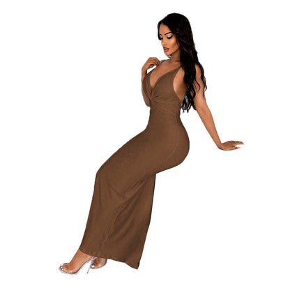 Damen Maxikleid V-Ausschnitt Schmal Norvielle
