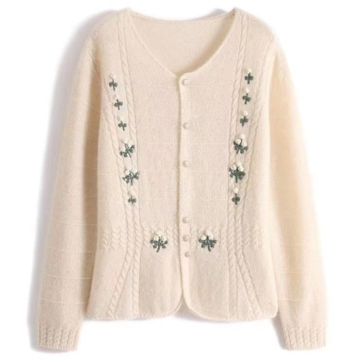 Damen Strickjacke Florale Stickereien Norvielle