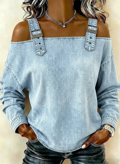 Damen Sweatshirt Dekorative Schulterdetails Norvielle