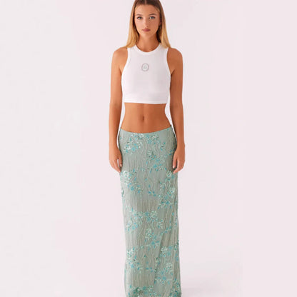 Damen Badeanzug Röckchen Glitzernde Applikationen Norvielle