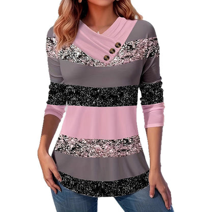 Damen Pullover Asymmetrischer Kragen Knopfdetails