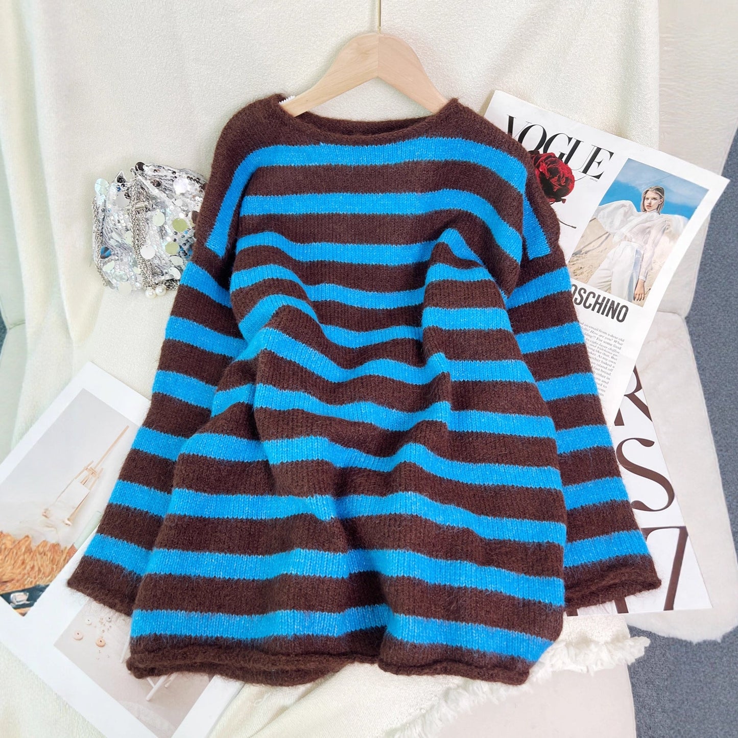 Damen Streifenpullover aus Norwoll mit modernem Design