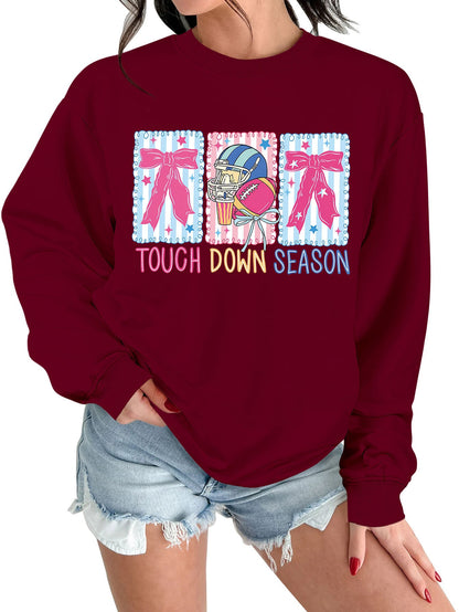 Damen Sweatshirt Football Motiv Lässig Grün