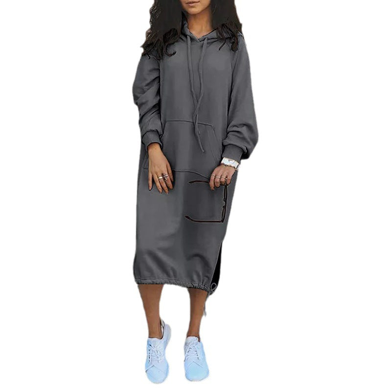 Damen Hoodie-Kleid Eingrifftaschen Regulierbarer Saum Norvielle