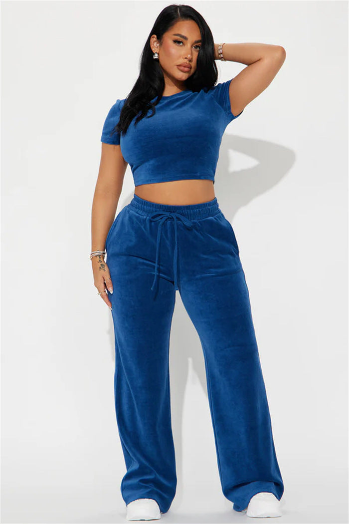 Damen Velours Loungewear Set Weich Norvielle