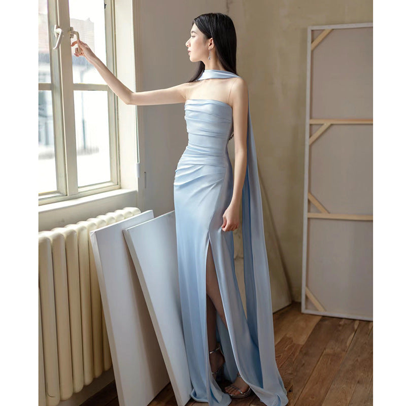 Norvielle Damen Strapless Abendkleid Figurbetont Schwarz - Norvielle