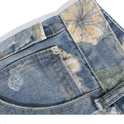 Damen Weite Jeans Blumenmuster Norvielle