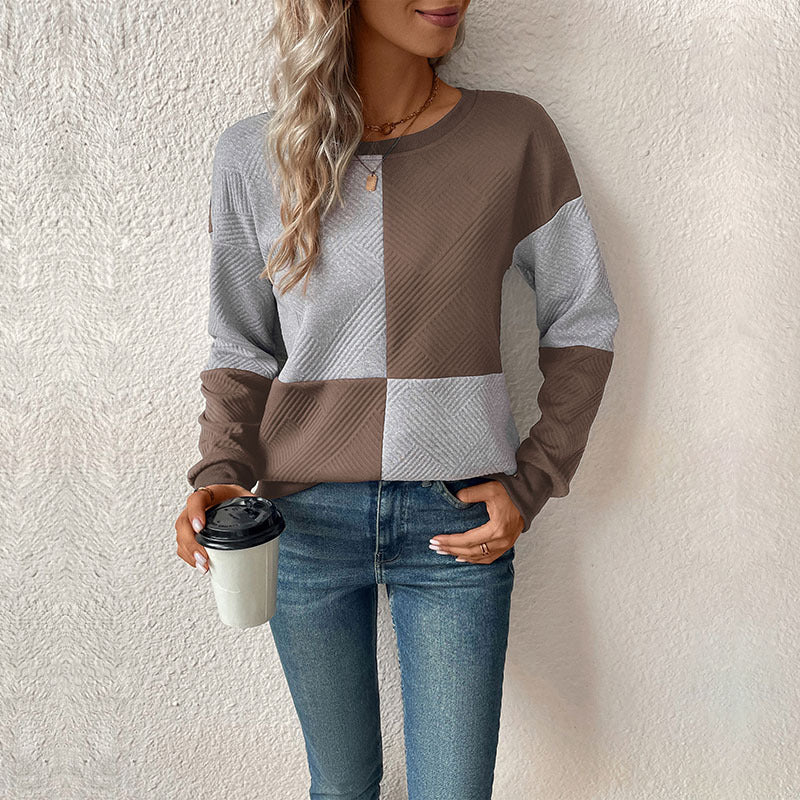Damen Sweatshirt Blockstreifen Rundhals Norvielle