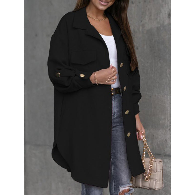 Damen Utility Jacke Knopfverschluss Taschen Norvielle