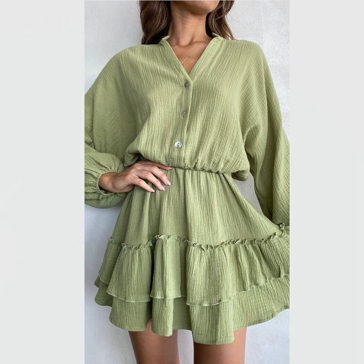 Damen Blusenkleid Rüschendetails Tailliert Norvielle