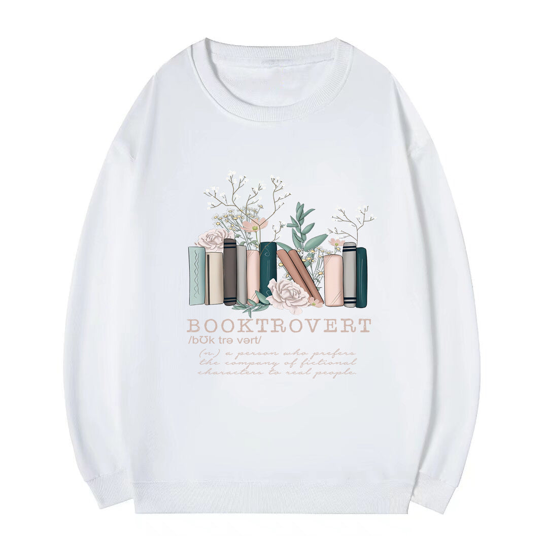 Damen Sweatshirt Bücherdesign Weiß