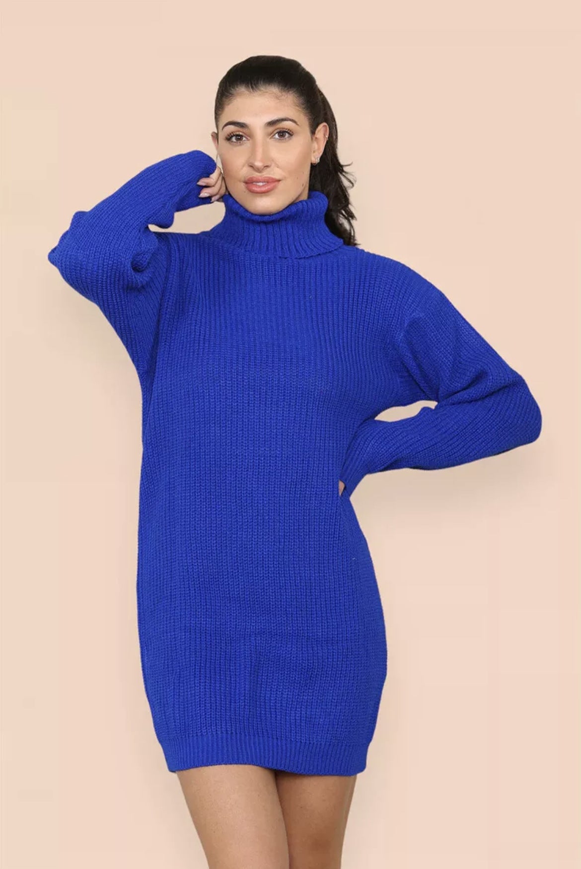 Damen Strickkleid Rollkragen Lässig Norvielle