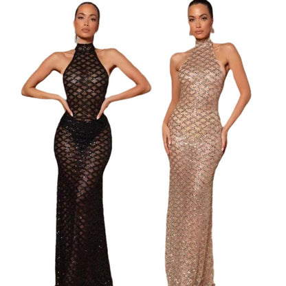Damen Bodycon Abendkleid Paillettenbesatz