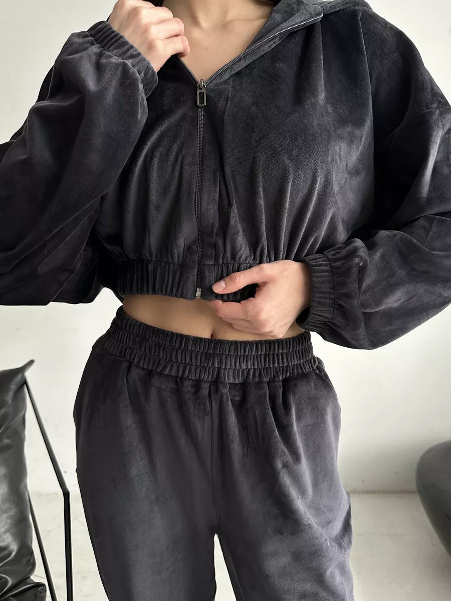 Damen Veloursjacke Weite Ärmel Norvielle