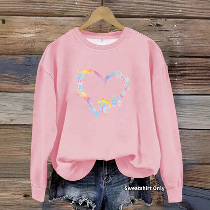 Damen Sweatshirt Florales Herzdesign Baumwolle Bequem