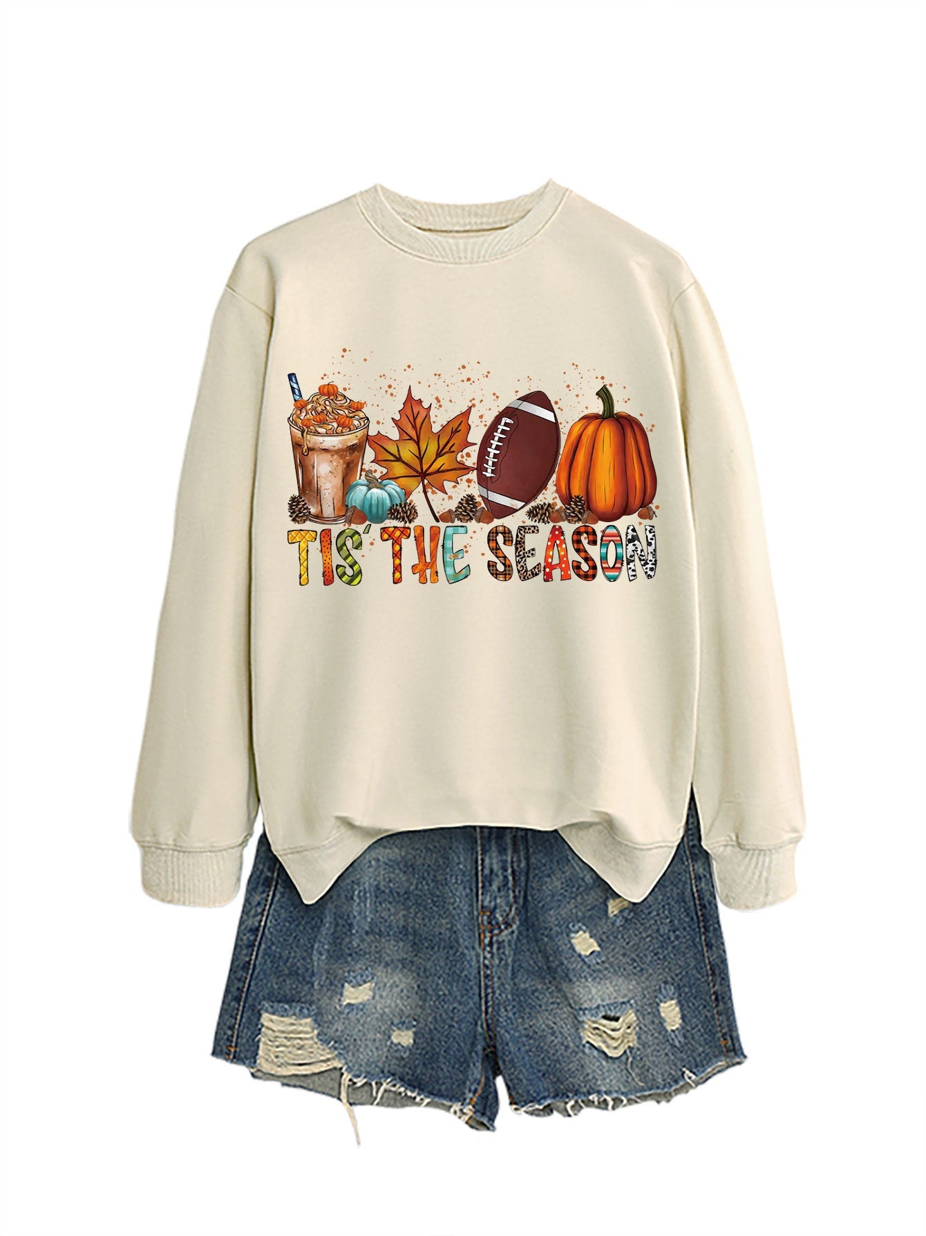 Damen Sweatshirt Herbstlich Motiv Lässiger Schnitt Norvielle