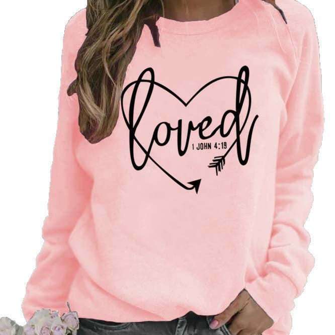 Damen Sweatshirt Herz-Aufdruck Inspirierend Grau