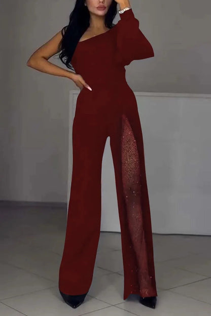 Damen Jumpsuit Elegantes Design Transparenzdetails