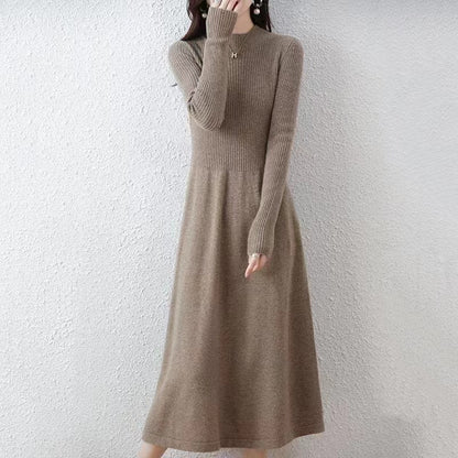Damen Strickkleid Rollkragen Weitrock Norvielle